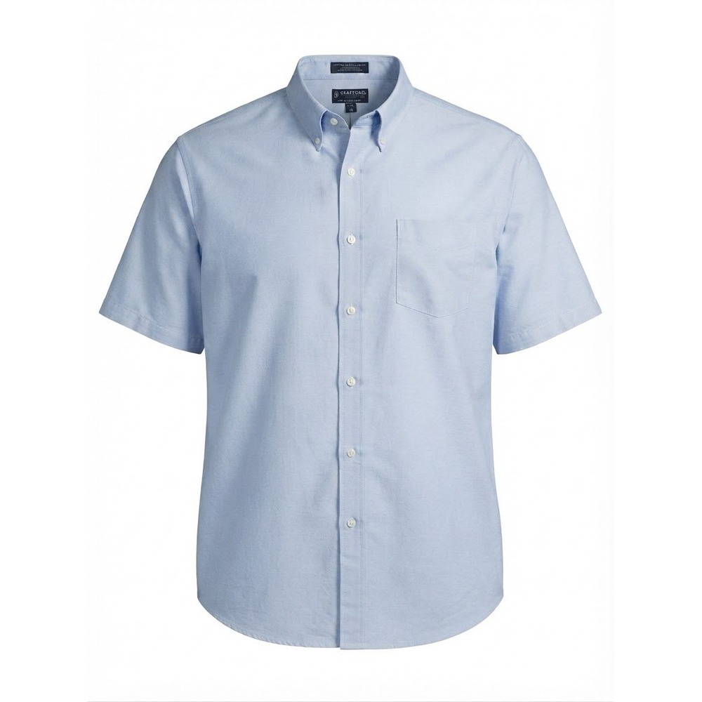 Stafford Oxford Shirt Mens 18 X-Tall Blue Short Sleeve Button Down NWOT